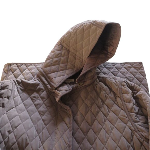 🎉HP🎉 Garnet Hill - Recycled Quilted Car Coat, Size 14 (L), Taupe, EUC - Picture 14 of 15